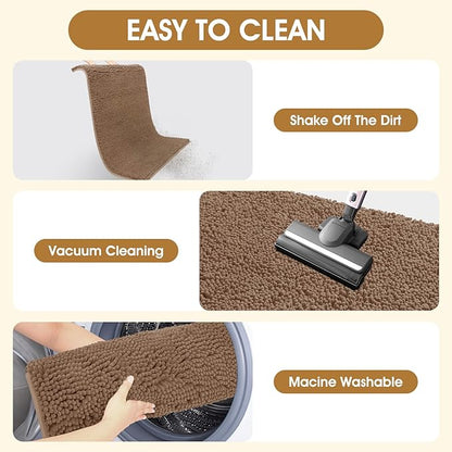 IM HOME Large Dog Door Mats for Muddy Paws, 48" x 30" Chenille Absorbent Mud Mat for Dogs, Non Slip Heavy Dog Rugs for Muddy Paws, Soft Indoor Door Mat for Entryway, Mud Paw, Inside Floor, Camel