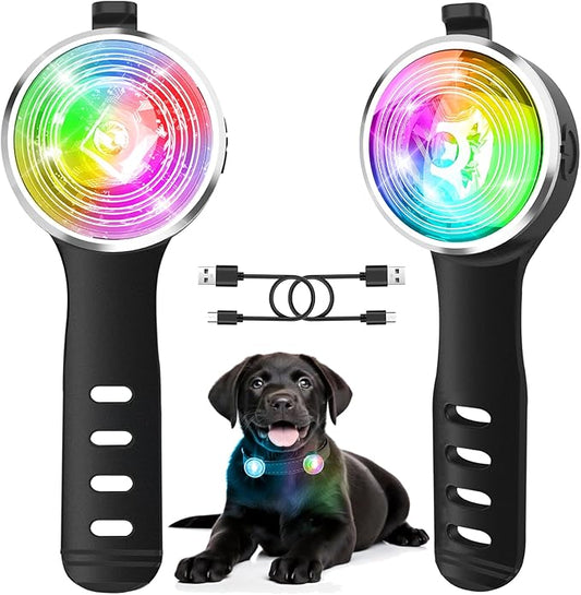 Tubasion 3-Pack Dog Lights for Night Walking, Upgraded 8 Modes Rechargeable Dog Collar Lights for Nighttime Clip On, IPX6 Waterproof and Silicon Band Safety Light for Collars
