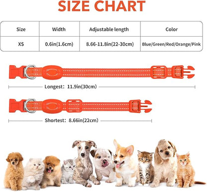 Illumifun Light Up Dog Collar for Small Dogs Cats, Rechargeable LED Dog Collar Glow at Night, Adjustable Nylon LED Cat Collar Light (Orange, X-Small)