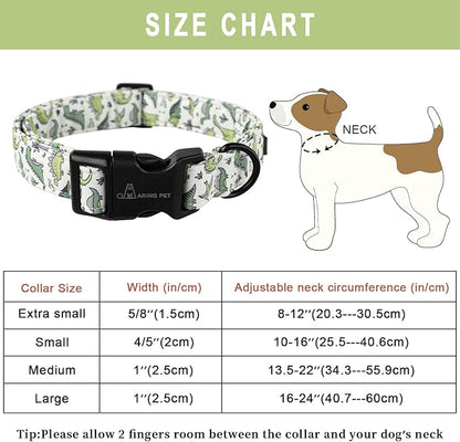 ARING PET Dinosaur Dog Collar-Cute Dog Collar for Small Dogs, Adjustable Comfortable Cotton Boy Dog Collars for Small Medium Large Dogs, X-Small