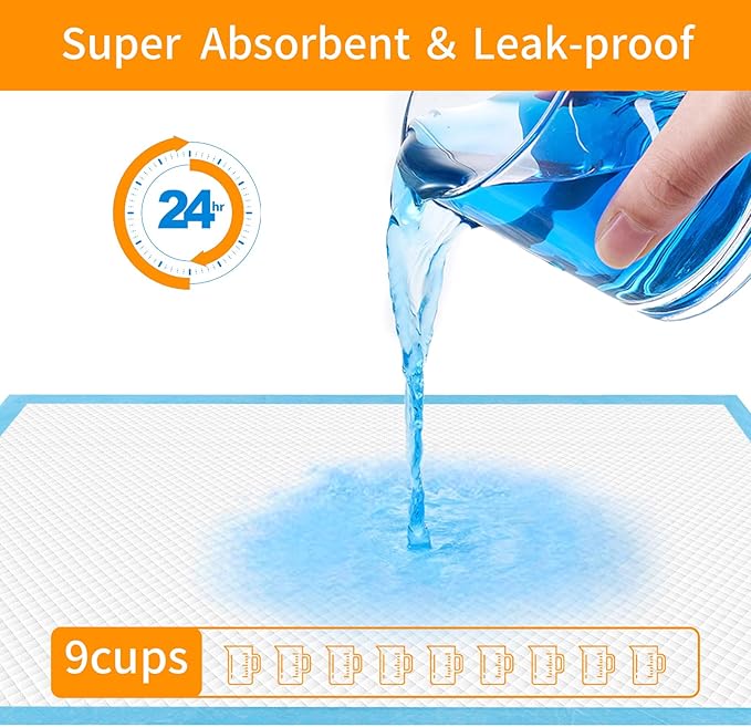Bolux Dog and Puppy Training Pads， Disposable Dog Pee Pads (40, 23.5"*23.5"(60*60cm))