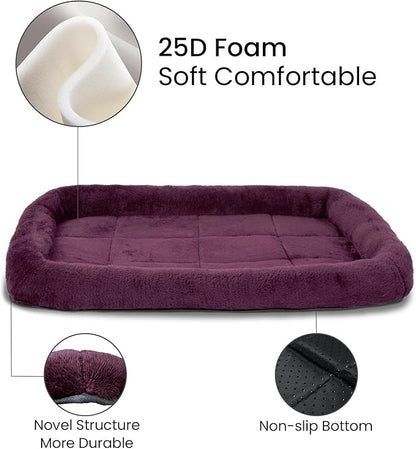 Patas Lague Bolster Dog Bed for Small Dogs 24''x18'', Soft Warm Foam Pet Sofa Bed, Machine Washable Pet Cat Crate Mat for Small Breeds, Taupe