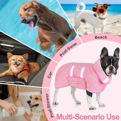 Dog Bathrobe Super Absorbent Dog Towels Large Quick Drying Robes for After Bath Soft Adjustable Warm Keeping Dogs Towel(S-XXL)