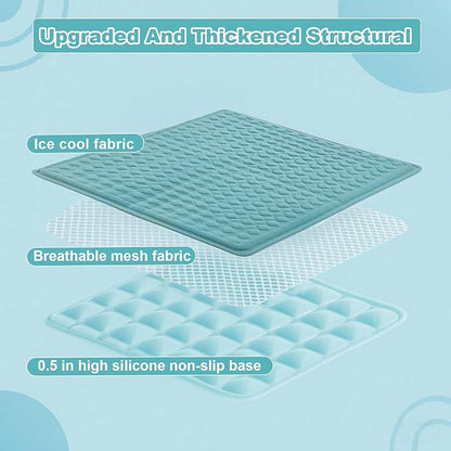 Large Dog Cooling Mat 45x23 in,Ice Breathable Fabric, Solid Silicone Honeycomb Heat Dissipation Structure, Long-Lasting Coolness Cooling Mat for Dogs(Q-Max>0.5) Washable& Non-Toxic