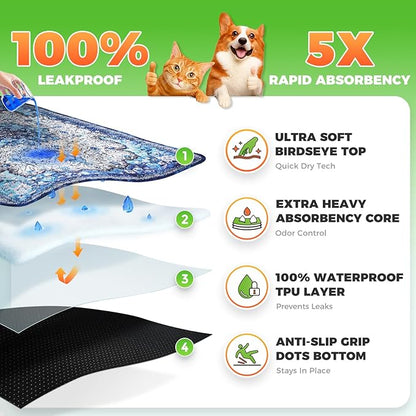 Hompet 2 Pack Super Absorbent Lightweight Dog Door Mat, Washable Pee Pads for Dogs, Reusable Puppy Training Pads, Quick Dry Non-Slip Pet Entryway Rug, Leak-Proof Potty Pad for Indoor Floors, 35"x60"