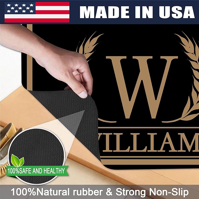 Custom Doormat with Family Name Elegant Personalized Entryway Door Mat Front Door Mat for Outdoor Decor Entrance Mat Customised Rug Christmas Housewarming Gift with Anti-Slip Backing