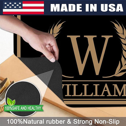 Custom Doormat with Family Name Elegant Personalized Entryway Door Mat Front Door Mat for Outdoor Decor Entrance Mat Customised Rug Christmas Housewarming Gift with Anti-Slip Backing