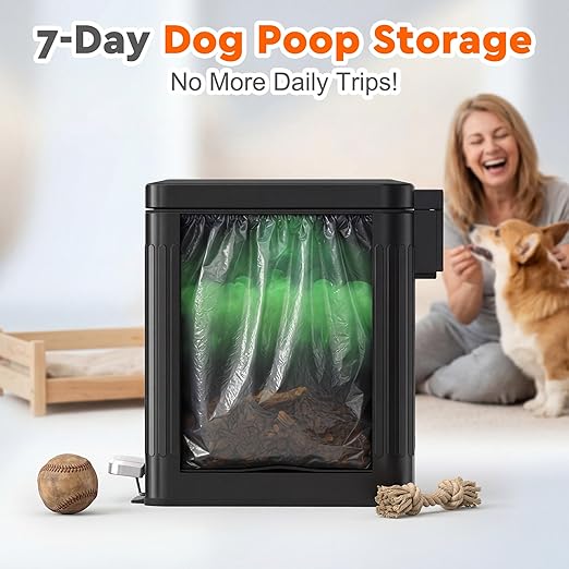 Dog Poop Trash Can Outside - Odor Control & Waterproof, 2.7Gal Metal Pet Waste Garbage Can with Lid & Foot Pedal - Includes 30 Bags, a Bag Holder, and Lawn Stakes for Outdoor Security