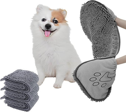 Quick Dry pet Dog Towels,Ultra Absorbent Microfiber, Suitable Dog and cat Bath Towel, Comfortable Hand Pockets, Indoor Outdoor Use,Durable Material,Machine Washable (30 * 13.7in)