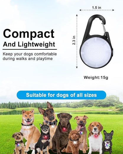2 Pack Dog Collar Light, 4 Modes Clip On Dog Lights for Night Walking, Glow in The Dark LED Pet Collar Charm, Rechargeable Pet Camping Essentials for Nighttime Running, Cycling, Hiking(Black)