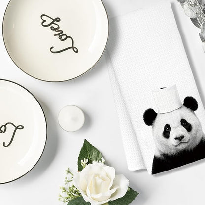 Funny Panda Bathroom Hand Towels, Panda Gifts for Women, Gifts for Animal Lovers, Black and White Wild Animal Decorative Hand Towels for Bathroom Decor, 16x24 Inch