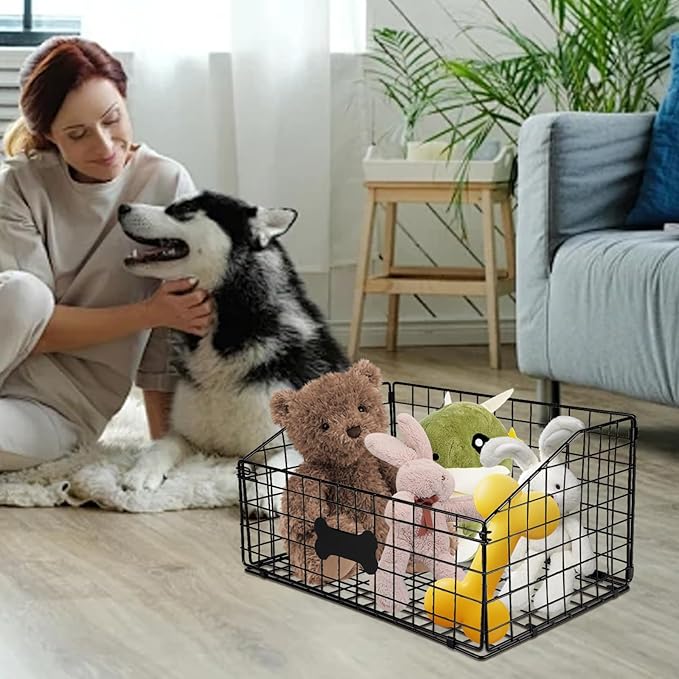 Dog Toy Bin-Dog Toy Basket-Metal Storage Box-Chew-Proof Dog Food Toy Storage Container-Toy Box For Living Room Area-Dog Storage Organizer-For Puppy Leash,Accessories, Blanket Food Storage Container.