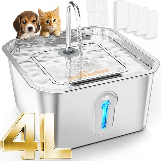 4L Large Cat Water Fountain for Multiple Cats with 4 Filters Pet Water Fountain for Cats Quiet Indoor Pets Dog Small Animal Automatic Dog Water Dispenser for Drinking Watering Supplies