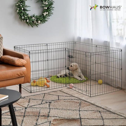 Foldable Outdoor/Indoor Pet Playpen with Gate, Available in 24 Inch Height Metal Portable Kennel, Heavy-Duty Exercise Fence Cage 8 Panels for Small Dog, Animals