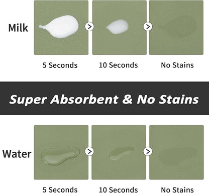 Dog Food Mat - Absorbent Cat Mat for Food and Water, No Stains Pet Feeding Bowl Mat, Easy to Clean Pet Placemats, Quick Dry Dog Water Dispenser Mat for Messy Drinkers | Green 18"x34"