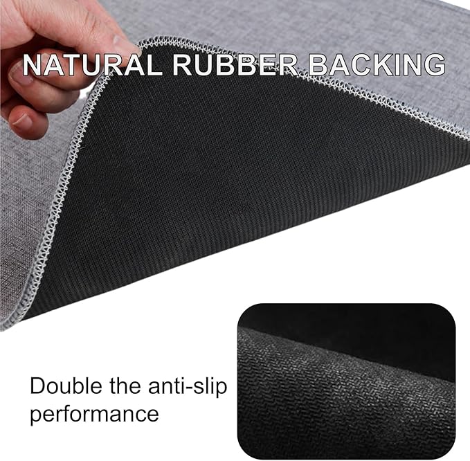 Indoor Door Mat, 1/10 in Ultra Thin Door Mat, Non-Slip Natural Rubber Backing Inside Doormat, Washable, Low-Profile Entrayway Mats, Durable Dirt Trapper for Various Entrance, 29''X17'' Grey