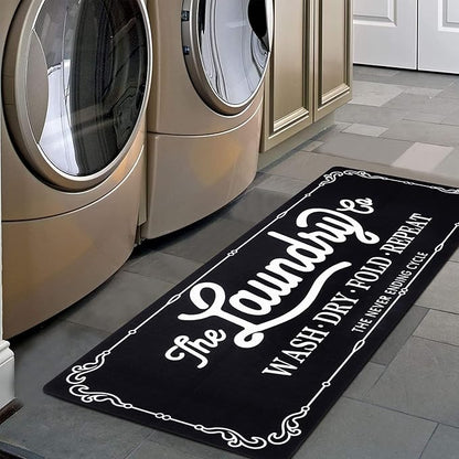Pauwer Laundry Room Rug Runner 20"x48" Waterproof Rubber Laundry Mat Non Slip Kitchen Mats for Floor Washable Floor Mat Runner Rug for Farmhouse Mudroom Washroom Bathroom Decor