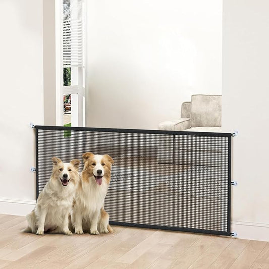 Magic Mesh Dog Gate for Doorways – Indoor Pet Gate 30"x70" for Kitchen, Stairs, Hallway, Fits 64–66" Wide Openings