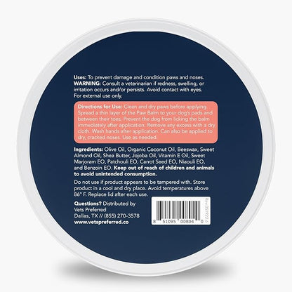 Vets Preferred Paw Balm Pad Protector for Dogs – Dog Paw Balm Soother – Heals, Repairs and Moisturizes Dry Noses and Paws – Ideal for Extreme Weather Season Conditions - 2 Oz