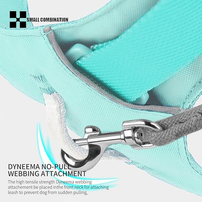 Cordura Durable Dog Harness, Reflective No-Pull Pet Vest Harness for Small Medium Dogs, Adjustable Lightweight Breathable Dog Harness for Walking Hiking Outdoor (Aqua Green, L)