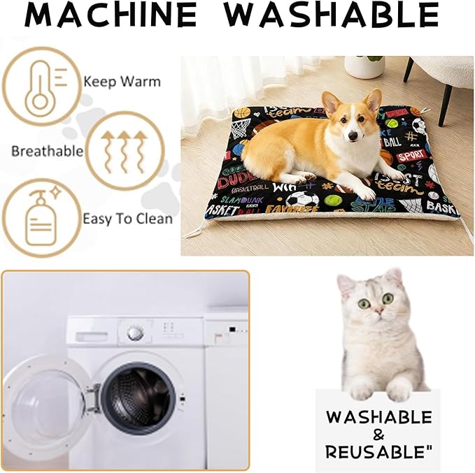 Dog Cat Bed Mat Ultra Soft Fluffy Pet Bed Washable Fashion Dog Crate Beds Comfy Comfy Pet Sleeping Pad Suitable for Pet Raised Bed(42"x32",Ball Game)