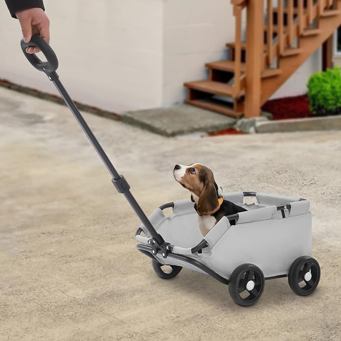 Dog Stroller, Foldable Multifunctional Pet Carts Portable Mini Dog Strollers with 4 Wheels & 360° Rotatable Handle for Small Cats Dogs Puppy Up to 16.53 LBS (Grey)