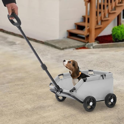 Dog Stroller, Foldable Multifunctional Pet Carts Portable Mini Dog Strollers with 4 Wheels & 360° Rotatable Handle for Small Cats Dogs Puppy Up to 16.53 LBS (Grey)