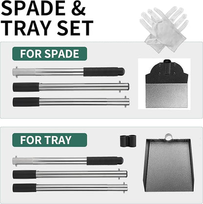 SCENEREAL Dog Pooper Scooper for Yard - Tray & Spade Set, Long Handle Metal Detachable Poop Scooper for Large Medium Small Dogs, Pet Waste Removal Scoop with No Bending for Outdoor Grass, Dirt Gravel