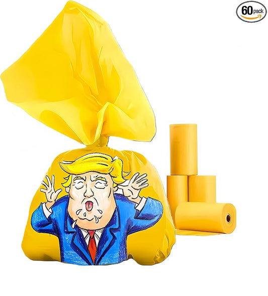 Funny Dogs Poop Bags Shit Bag 60 Count The Most Presidential Poop Bag Ever Unscented Leakproof Extra Thick Pet Waste Bags Novelty Gag Gift White Elephant Gifts for Cat Dog Walking & Cleaning