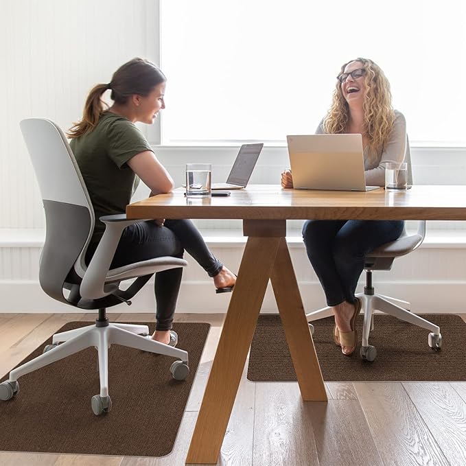 Sycoodeal Office Chair Mat for Hardwood Floor,Office Computer Gaming Chair Mat for Tile Floor,Large Floor Protector Rug,Anti-Slip,Easy to Clean,Coffee(48"x55")