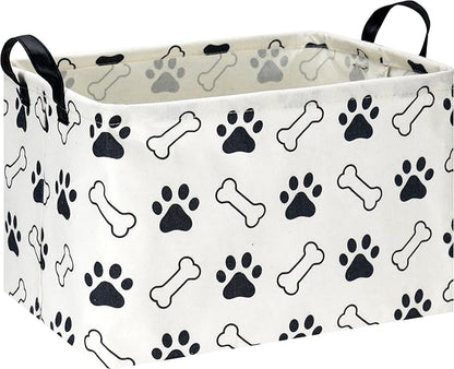 Rectangular Storage Basket,Collapsible Gift Basket with Handles,Kids Toys/Books Box,Room Decor(Paw)