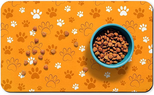 Dog Food Mat, Absorbent Water Bowl Mats Cat Pet Feeding Placemats Orange 24 * 32 inch