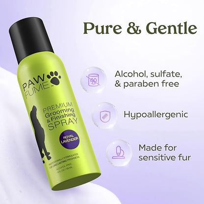 PAWFUME Dog Detangler Grooming Spray, Royal Lavender, 1-Pack – Keeps Pups Fresh All Day – Hypoallergenic, Alcohol-Free, Detangling & Moisturizing – Salon-Quality Dog Necessities for Coat & Fur Care