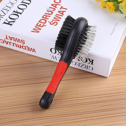 Double Sided Pet Brush, Professional Double Sided Pin & Brush for Dogs & Cats, Soft Salon Grooming Massage Clean for Pet(M)