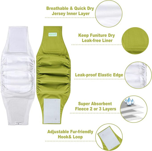 wegreeco Small Dog Diapers Male,Reusable Belly Bands for Male Dogs,Washable Doggie Puppy Male Diapers Wraps,Medium Large Size(5 Pack X-Small, Earth Tone)