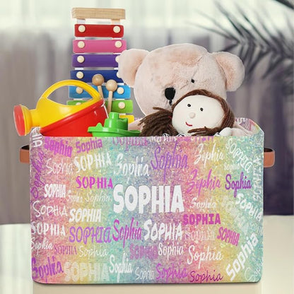 Custom Rectangular Baby Storage Bin, Kids Toys & Books Shelf, Clothes & Towel Storage, Gift & Pet Basket with Colorful Bling Sequins & Glitters in Pink & Yellow