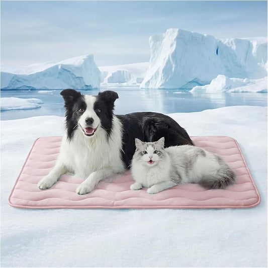 furrybaby Dog Cooling Mat for Large Dogs, 43"x32" Self Cooling Pet Cooling Mat for Dogs & Cats, QMAX>0.5, Thickened Cool Fiber, Cooling pad for Dog Bed, Durable Portable Indoor/Outdoor Summer,Pink