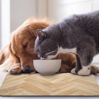 Dog Food Mats for Floors Waterproof, Dog Cat Water Bowl Mats Pet Feeding Absorbent Mat Dog Cat Pet Placemats for Food and Water Wood 24 * 32 inch