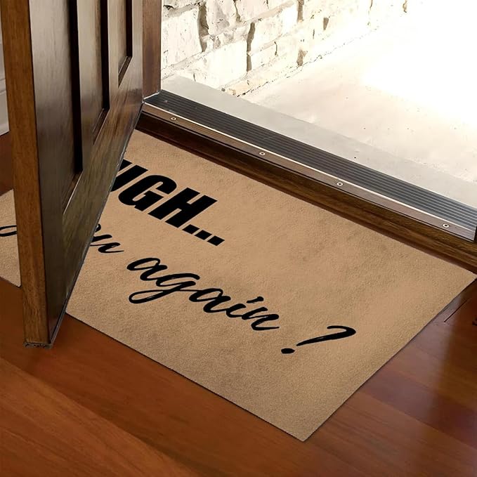 Funny Welcome Doormat (23.7 in X 15.6 in) Anti-Slip Rubber Back Entrance Way Indoor Front Porch Decor Rugs House Warming Gift (Uge You Again Not Welcome)