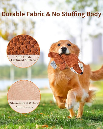 Dog Toys, Squeaky Plush No Stuffing Crinkle Dog Toy for Small Medium Large Dogs, [3 Pack] Interactive Puppy Teething Water Bottle Dog Chew Toy