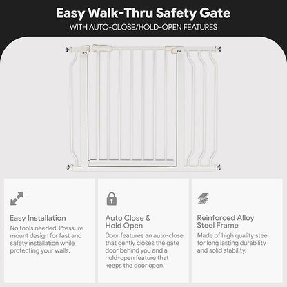 BalanceFrom Easy Walk-Thru Baby and Pet Safety Gate with Hold-Open and Auto-Close – Adjustable Steel Barrier for Stairs, Doorways, and Hallways, No Drilling Installation