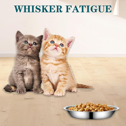 4Packs Cat-Bowls Cat Food Bowl - 6.1 Inch Stainless Steel Cats Feed Bowl for Indoor Cats Shallow and Wide Wet Food Plate Pet Feeding Whisker Fatigue Relief Pet Plate for Kitten Puppy (Type-B)