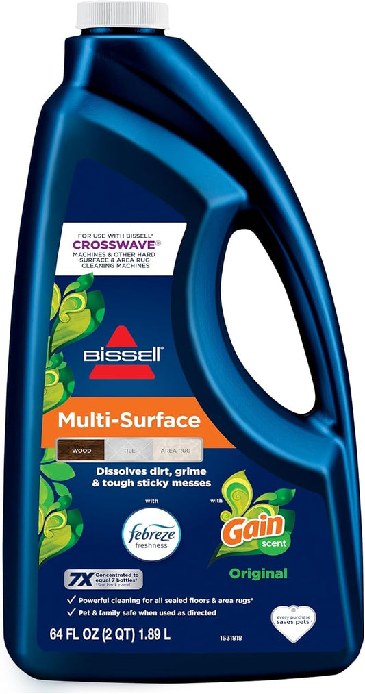 Bissell® Multi-Surface with Febreze + Gain, 34451, 64 oz, Safe of Sealed Hard Floors and Area Rugs, Dissolves Dirt, Grime, and Tough Sticky Messes, Febreze Original Gain Scent