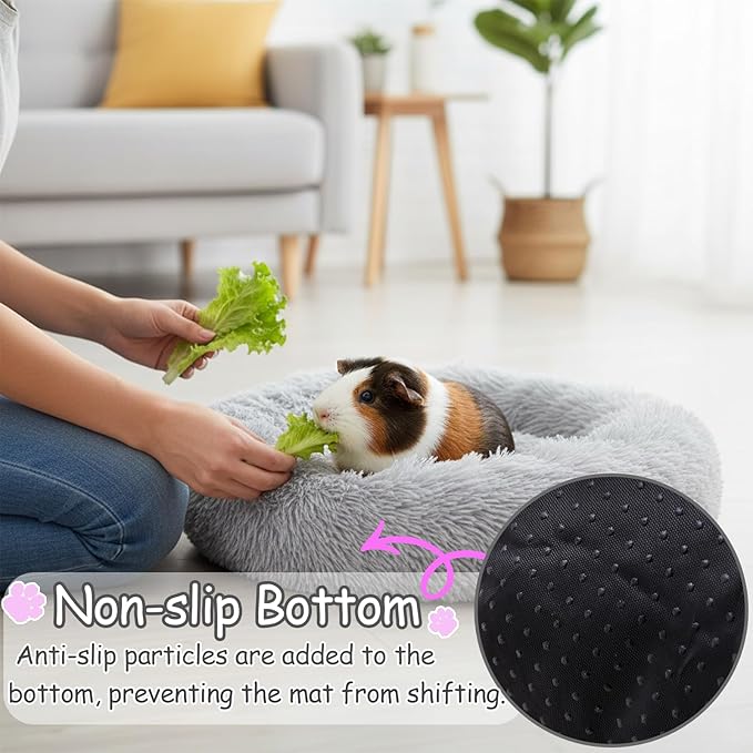 Bunny Bed Rabbit Hideout Soft & Comfortable Small Animal Bedding Thickened and Warm Winter Guinea Pig Beds for Dwarf Rabbits Chinchillas Hamsters Hedgehogs Ferrets Light Grey