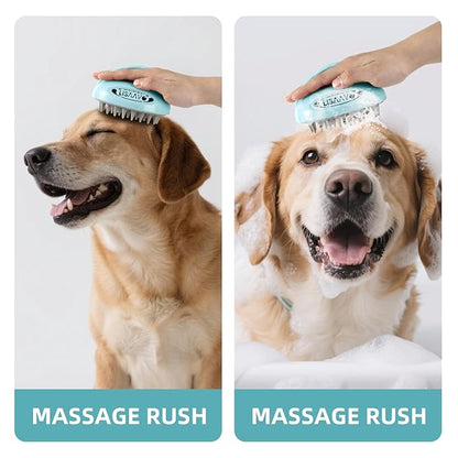 Pet Grooming Brush for Long & Short Hair Dogs Cats,Multi-purpose silicone massage & bath brush for pets,promotes shiny coats,Pink