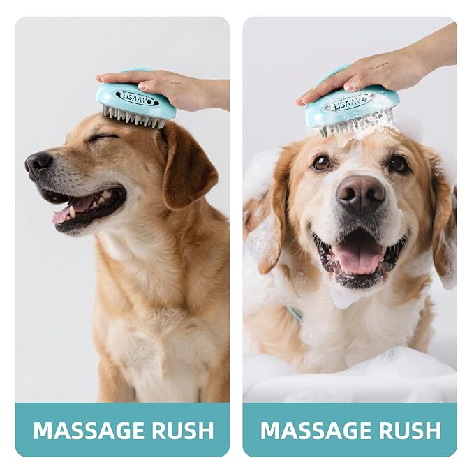 Pet Grooming Brush for Long & Short Hair Dogs Cats,Multi-Purpose Silicone Massage & Bath Brush for Pets,Promotes Shiny Coats,White