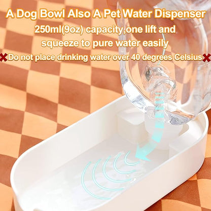 2-in-1 Dog Bowl & Water Bottle, Large Food Container for Dog Treats, Steak, Sticks, Bars - Portable Pet Dispenser for Hiking, Travel (Blue)