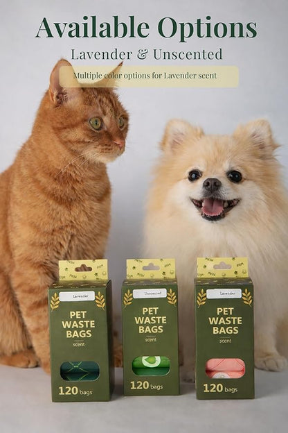 Extra Thick Dog Poop Bags Rolls, Leak-Resistant Pet Waste Bags, 120 Count (8 Rolls), 9x13 in Large, Lavender Scented, Fits Most Dispensers, Pink