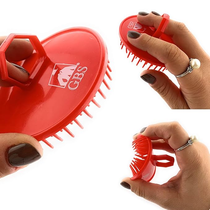 G.B.S Red Scalp Massager Shampoo Brush for Deep Cleaning Men's Hand Brush Plastic Growth Beard Brush Pet Grooming Round Palm Brush