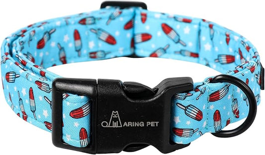 ARING PET Summer Dog Collar, Cute Blue Ice Pop Pet Collars with Quick Release Buckle for Puppy Small Medium Large Boy Girl Dogs-S